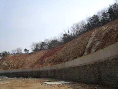 A part of the bare slope is exhibited here, and only a semicircle shape of slope is showed.